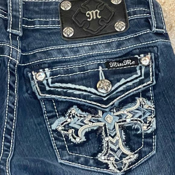 Miss Me Signature Boot Cut Women's Skinny Jeans Embellished Cross Pockets Sz 26 - Picture 6 of 8